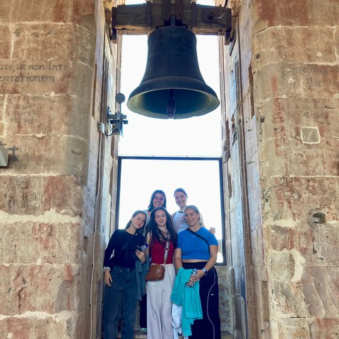Unter der Glocke im höchten Turm der Kathedrale in Salamanca, la Torre Ieronimus.. Vergrösserte Ansicht